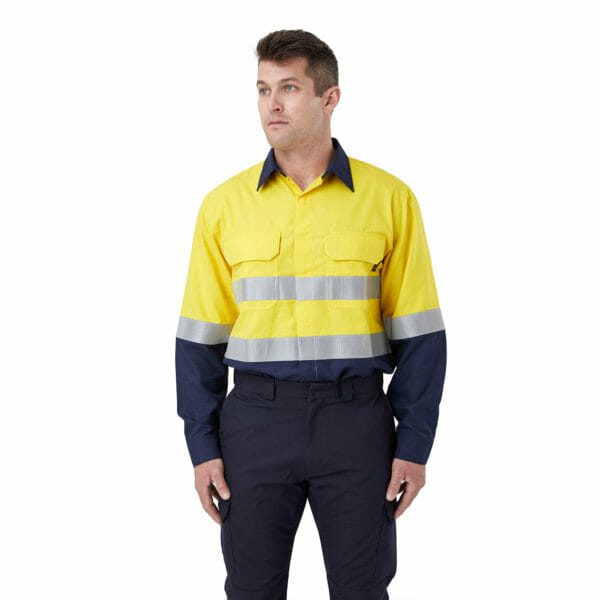 Shirt Lightweight FR Yellow/Navy Perforated Tape